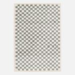SWEEEK Tapis intérieur shaggy poils longs damier bleu clair et crème. Coloris disponibles : Bleu