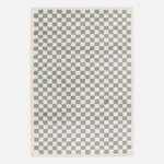 SWEEEK Tapis intérieur shaggy poils longs damier bleu clair et crème. Coloris disponibles : Bleu