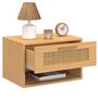 Voir la diapositive 6 : ID MARKET Lot de 2 tables de chevet murales ROBERT 1 tiroir avec niche effet naturel cannage et bois