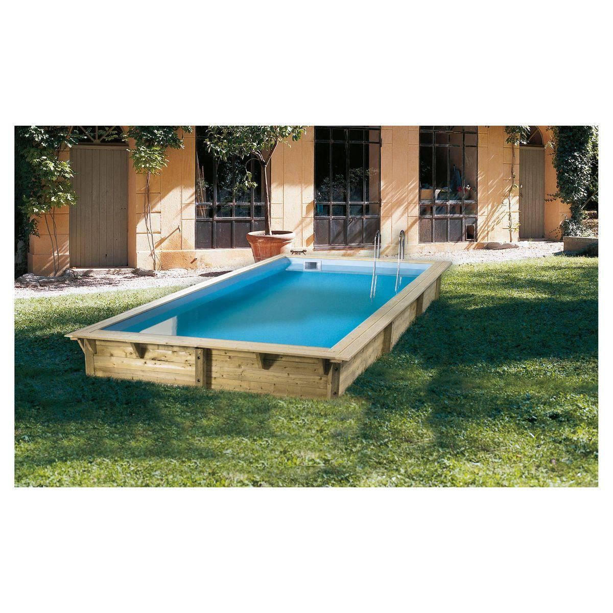 UBBINK Piscine hors sol bois rectangulaire - 300x555x140cm - Liner Bleu -SUNWATER