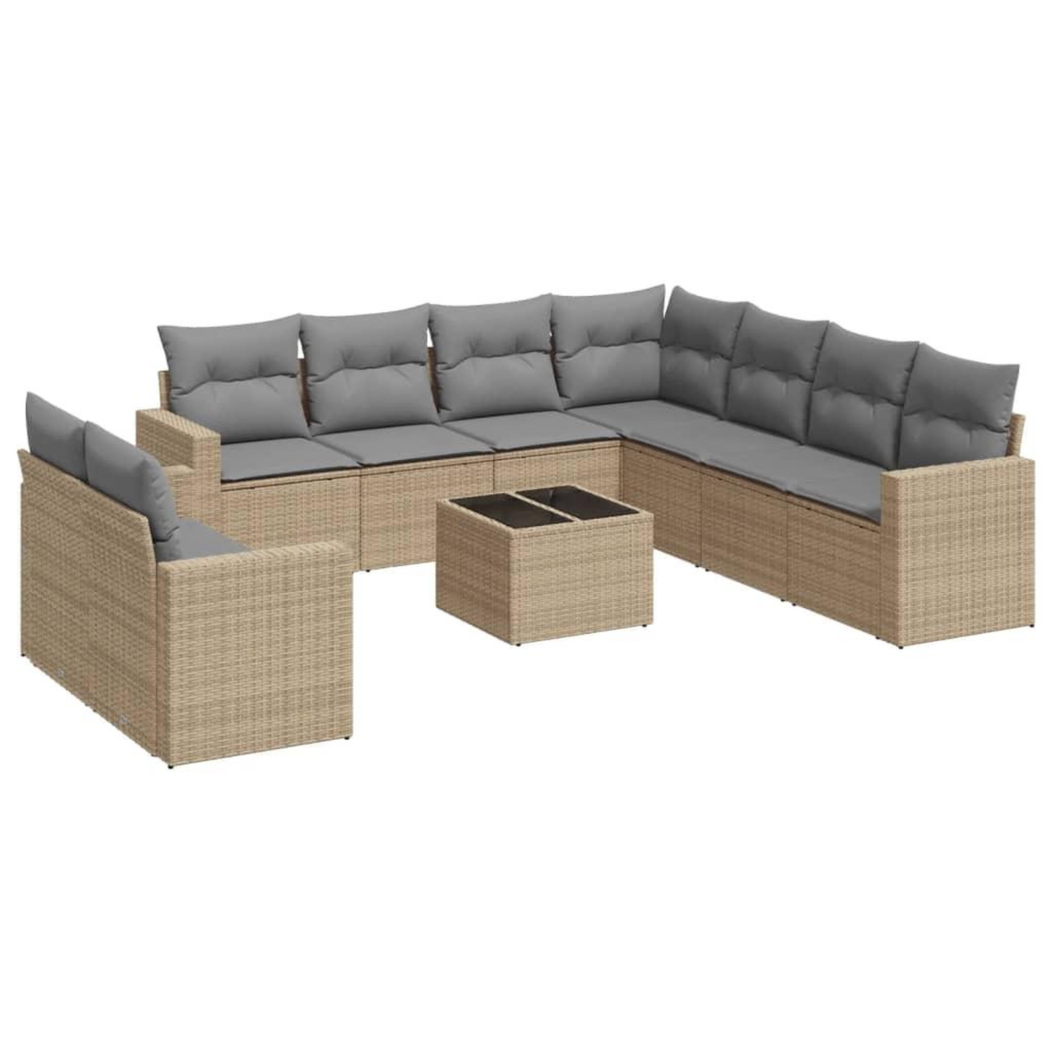 Voir la diapositive 2 : VIDAXL Salon de jardin avec coussins 10 pcs beige resine tressee