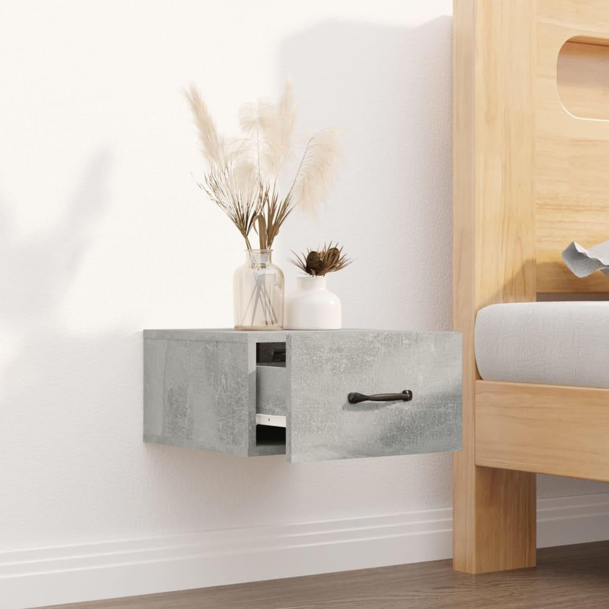 Voir la diapositive 3 : VIDAXL Table de chevet murale Gris beton 35x35x20 cm