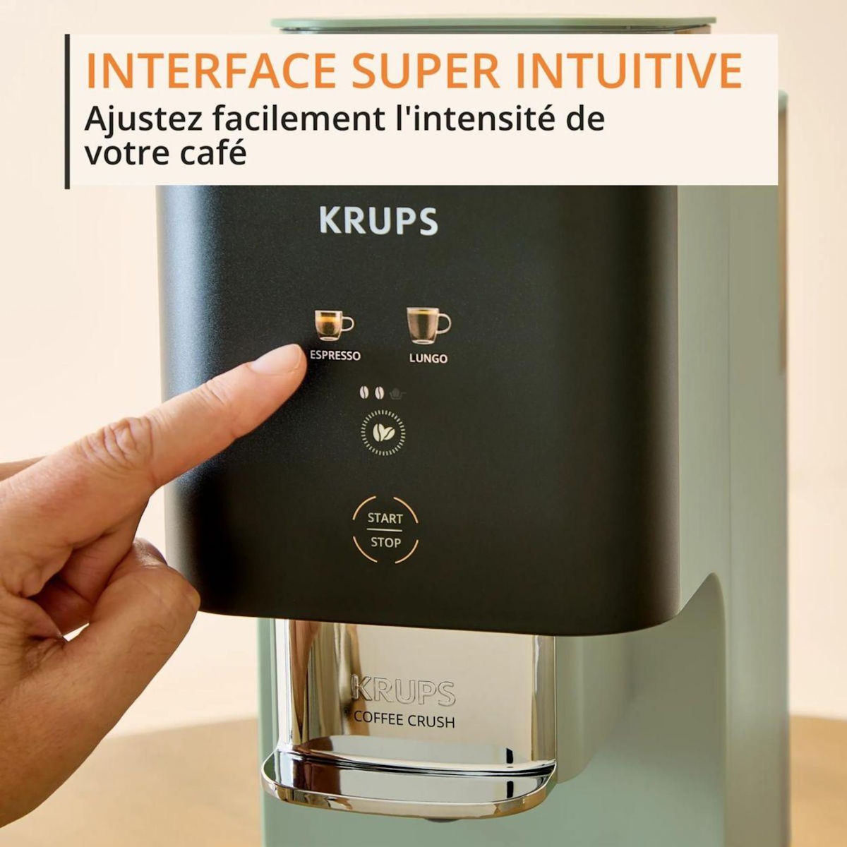 KRUPS Expresso Broyeur Coffee Crush, Machine à café à grains, ultra compacte SA401LE0