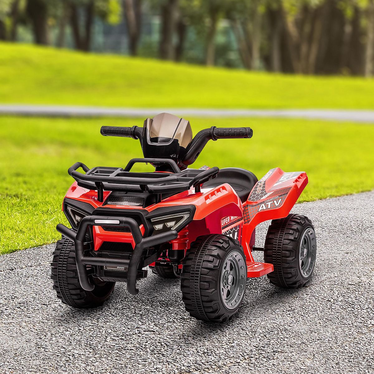 HOMCOM Quad buggy voiture électrique enfant 18-36 mois 6 V 2 Km/h max. effet lumineux métal PP rouge