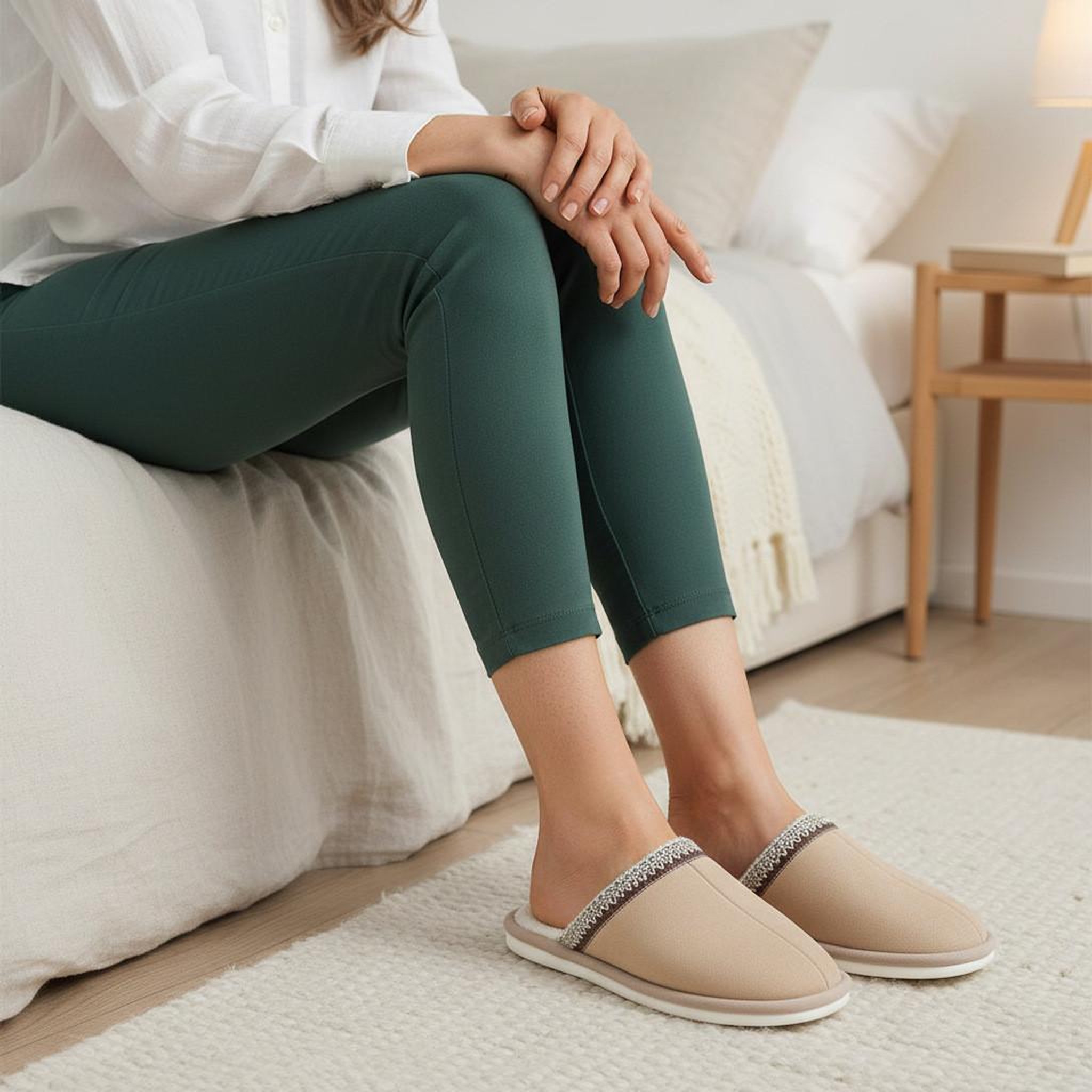 Voir la diapositive 6 : OZABI OZABI Mules Femme Unies, Suédine Synthétique, Bordure Tressée Scandinave