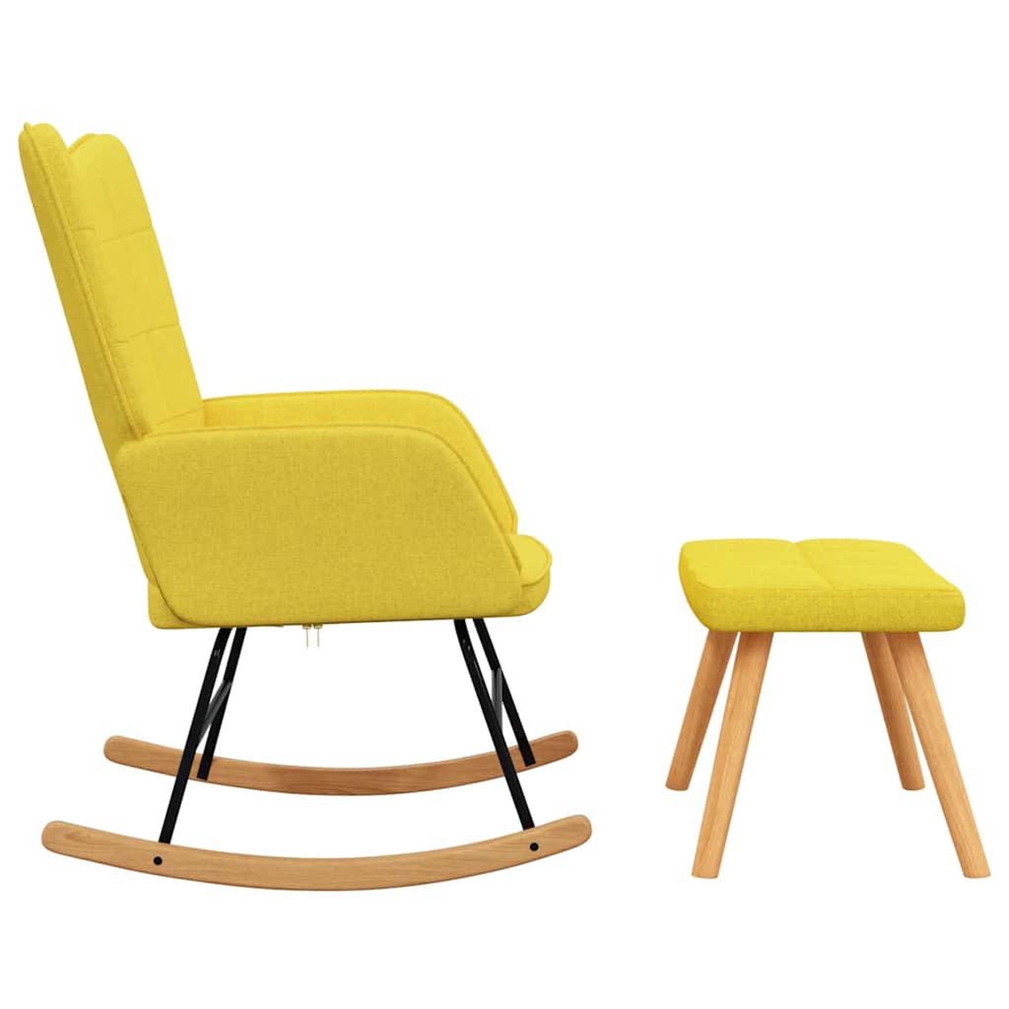 Voir la diapositive 5 : VIDAXL Chaise a bascule avec tabouret Jaune moutarde Tissu