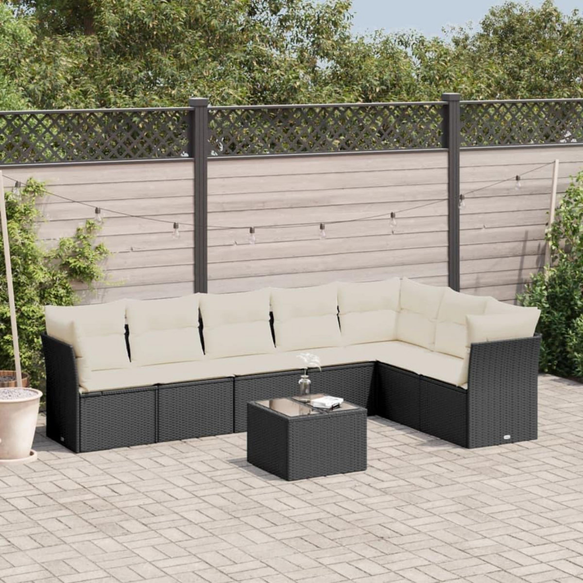 VIDAXL Salon de jardin 8 pcs avec coussins noir resine tressee