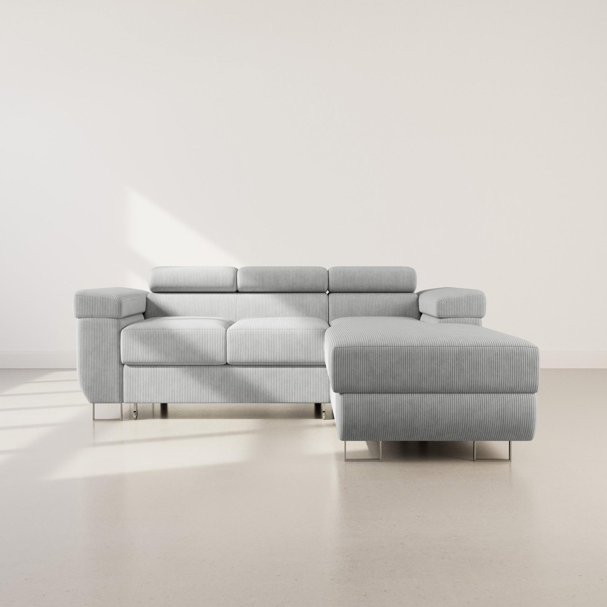 Voir la diapositive 5 : BEST MOBILIER Pablo - canapé d'angle droit - 6 places - convertible avec coffre et têtières réglables - en velours côtelé
