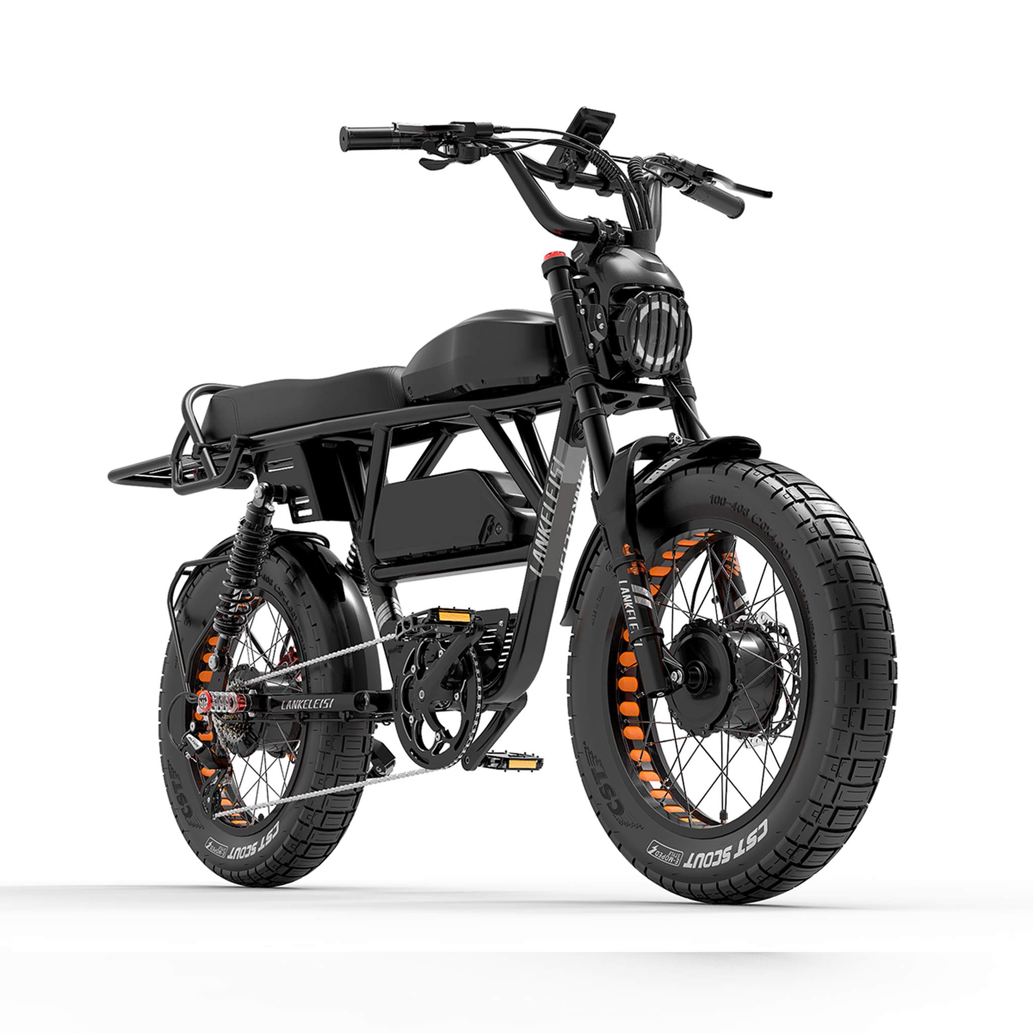 Voir la diapositive 5 : LANKELEISI Vélo électrique LANKELEISI X-Black Knight, style moto, double moteur, double batterie Samsung 48 V 45 Ah
