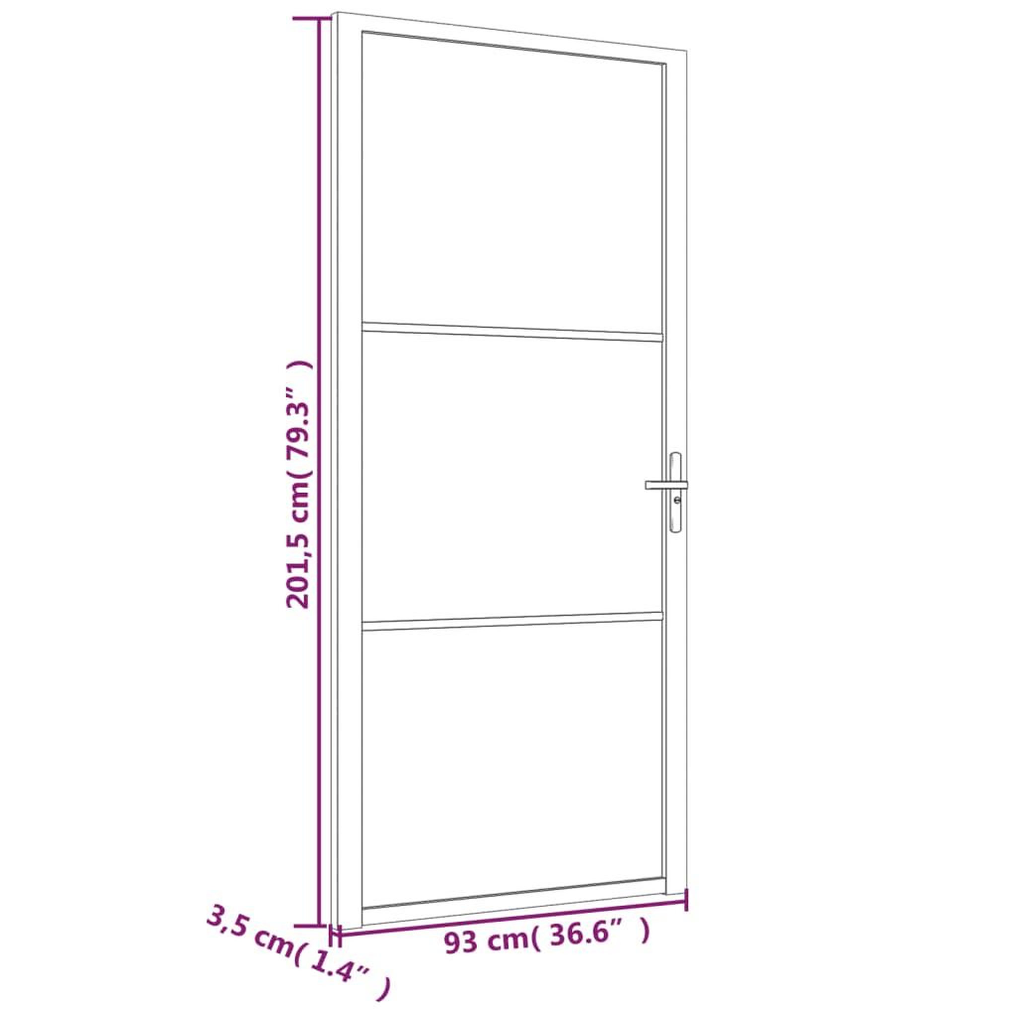Voir la diapositive 6 : VIDAXL Porte interieure 93x201,5 cm Noir Verre mat et aluminium