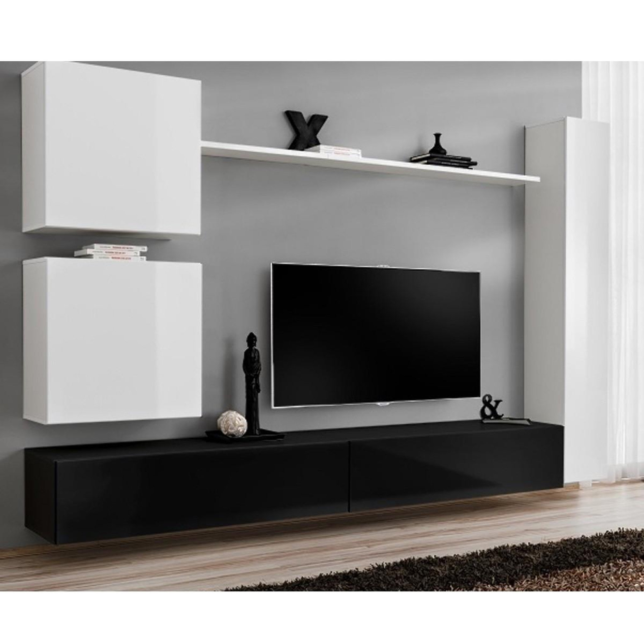 Paris Prix Meuble tv mural design  switch viii  280cm blanc & noir
