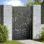 VIDAXL Portail de jardin noir 105x155 cm acier conception de flamme