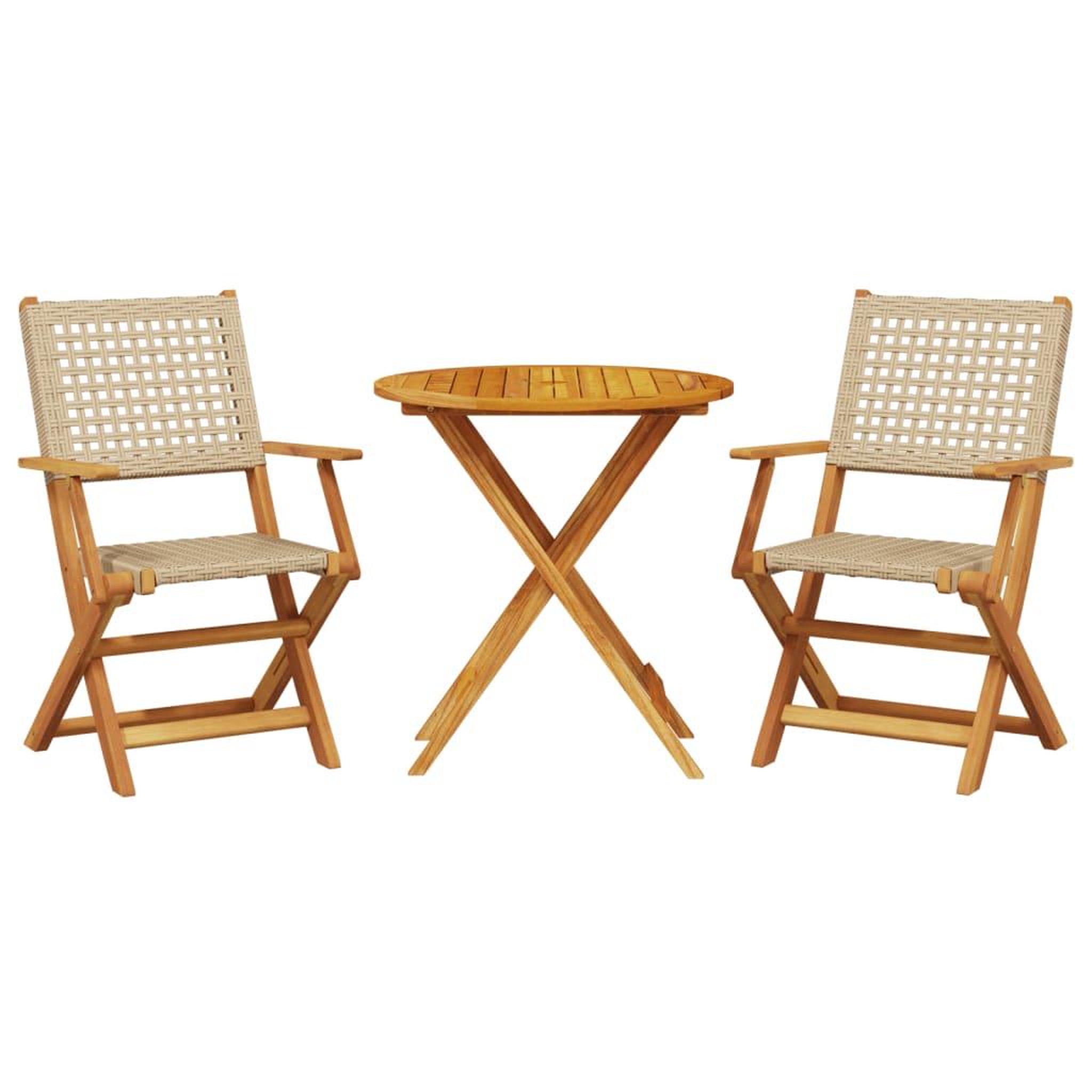 Voir la diapositive 2 : VIDAXL Ensemble de bistro 3 pcs beige resine tressee et bois massif