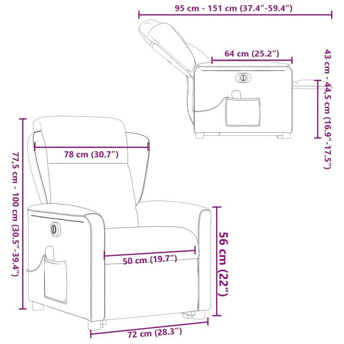 VIDAXL Fauteuil inclinable de massage electrique Rouge bordeaux Tissu
