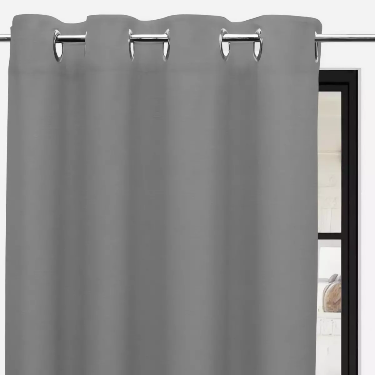 SOLEIL D'OCRE Rideau à oeillets pur coton 135x250 cm PANAMA gris clair, par Soleil d'Ocre