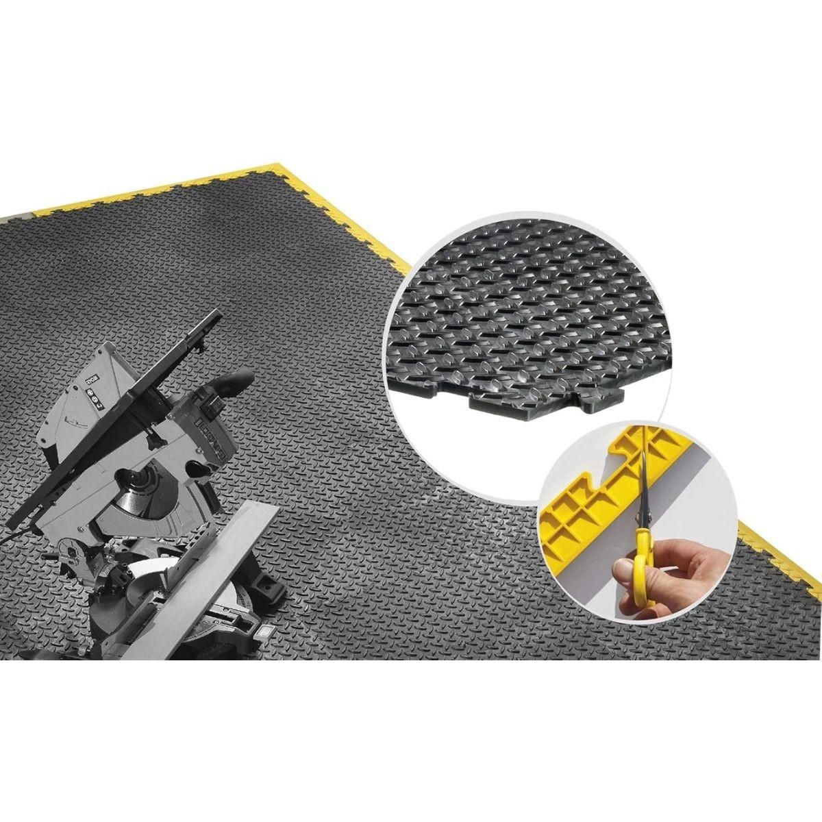 ART PLAST Dalle de sol PVC Clipsable 50x50 cm Sol Antidérapant - Revêtement de sol Noir Garage, Atelier Art Plast