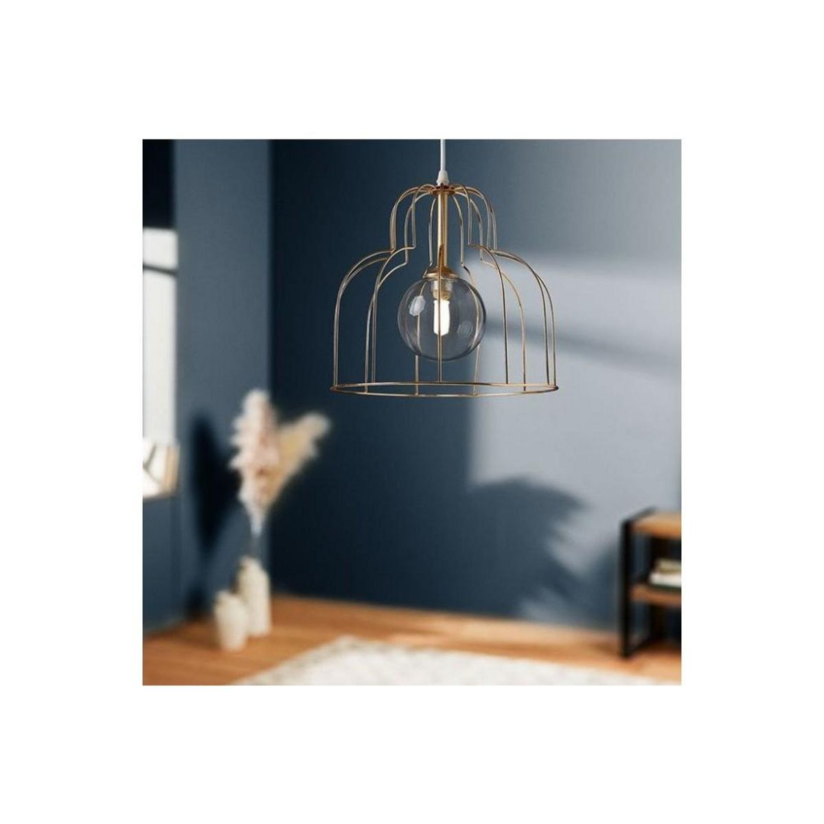 OSTARIA Suspension métal et verre ALOUETTE dorée