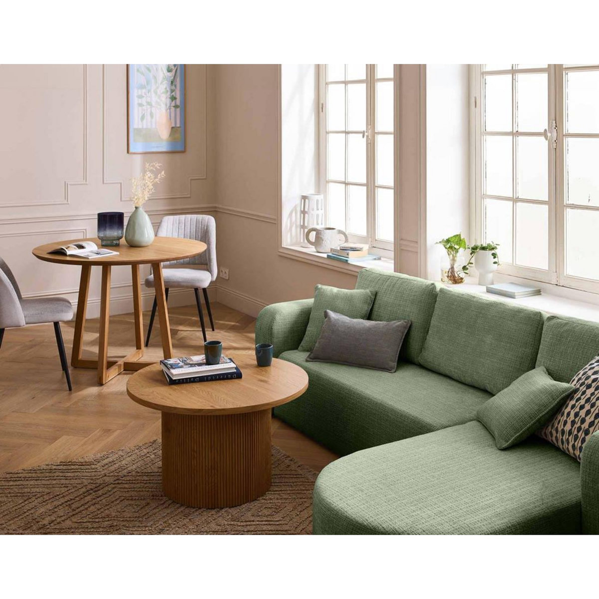 BEST MOBILIER Miro - canapé d'angle réversible - 4 places - convertible avec coffre - en velours texturé