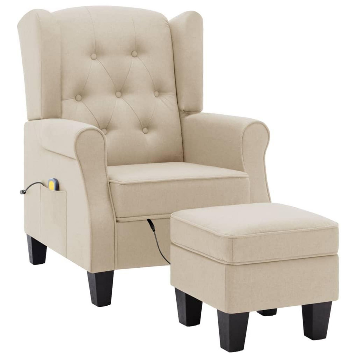 VIDAXL Fauteuil de massage avec repose-pied Creme Tissu