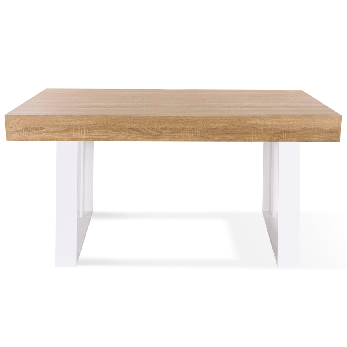 ID MARKET Table à manger rectangle PHOENIX 6 personnes bois et blanc 160 cm