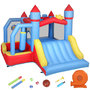Voir la diapositive 1 : HOMCOM Château gonflable 5 en 1 piscine toboggan trampoline panier de basket sac de frappe