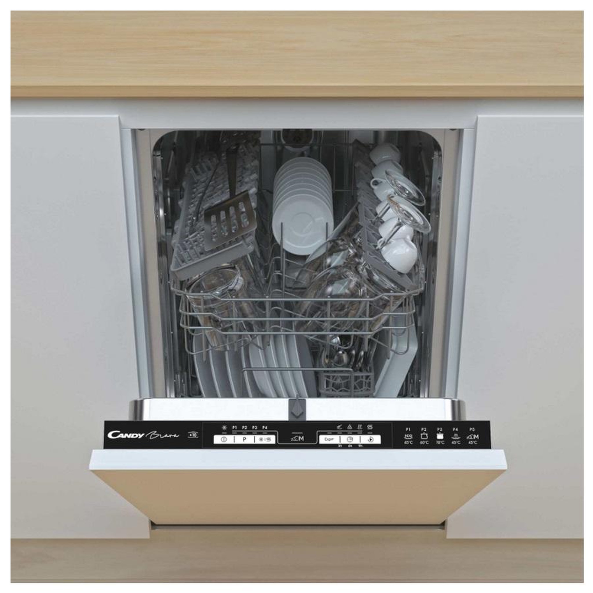 Voir la diapositive 5 : Candy Lave-vaisselle 45cm 10c 47db tout intégrable - cdih2l1047