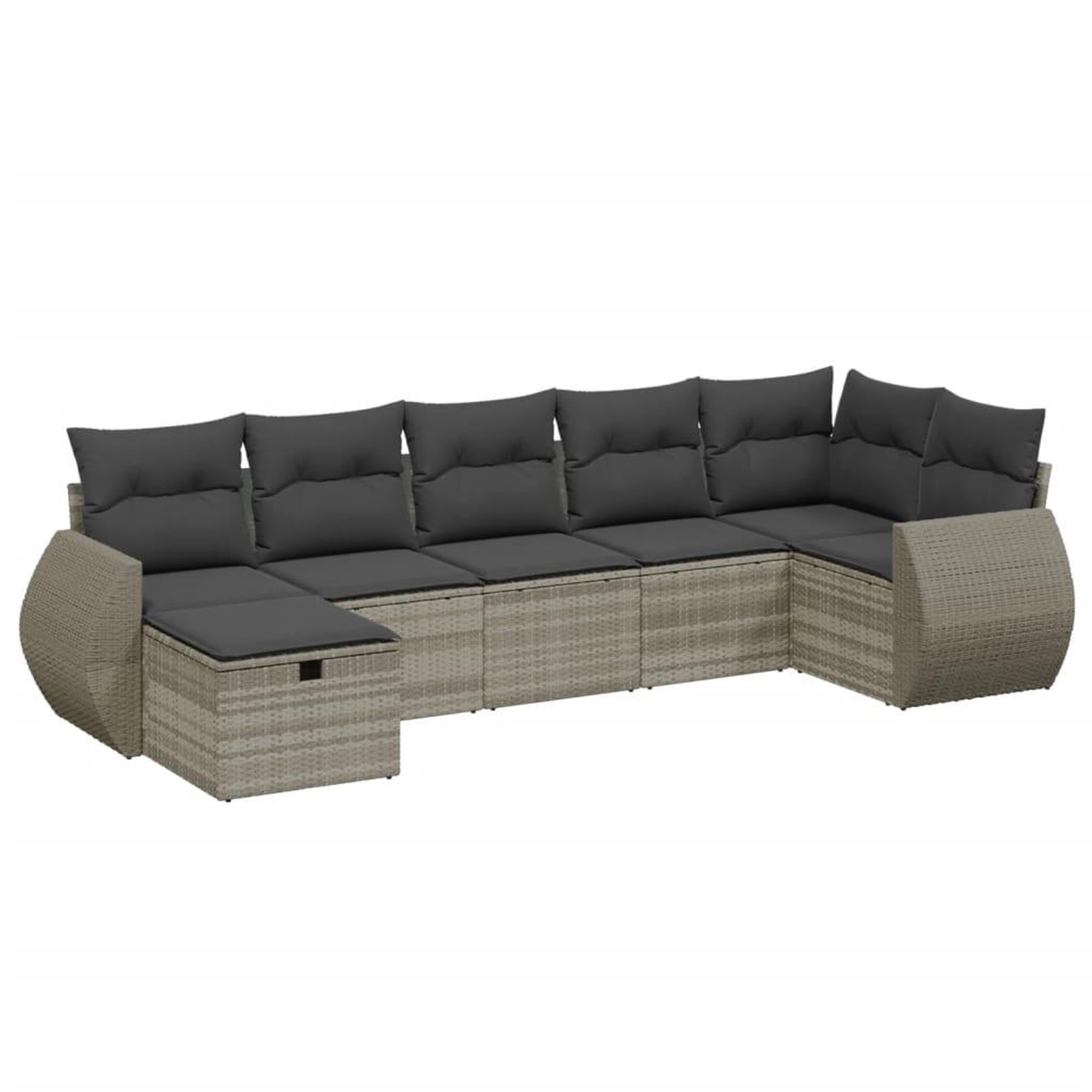 Voir la diapositive 2 : VIDAXL Salon de jardin avec coussins 7 pcs gris clair resine tressee