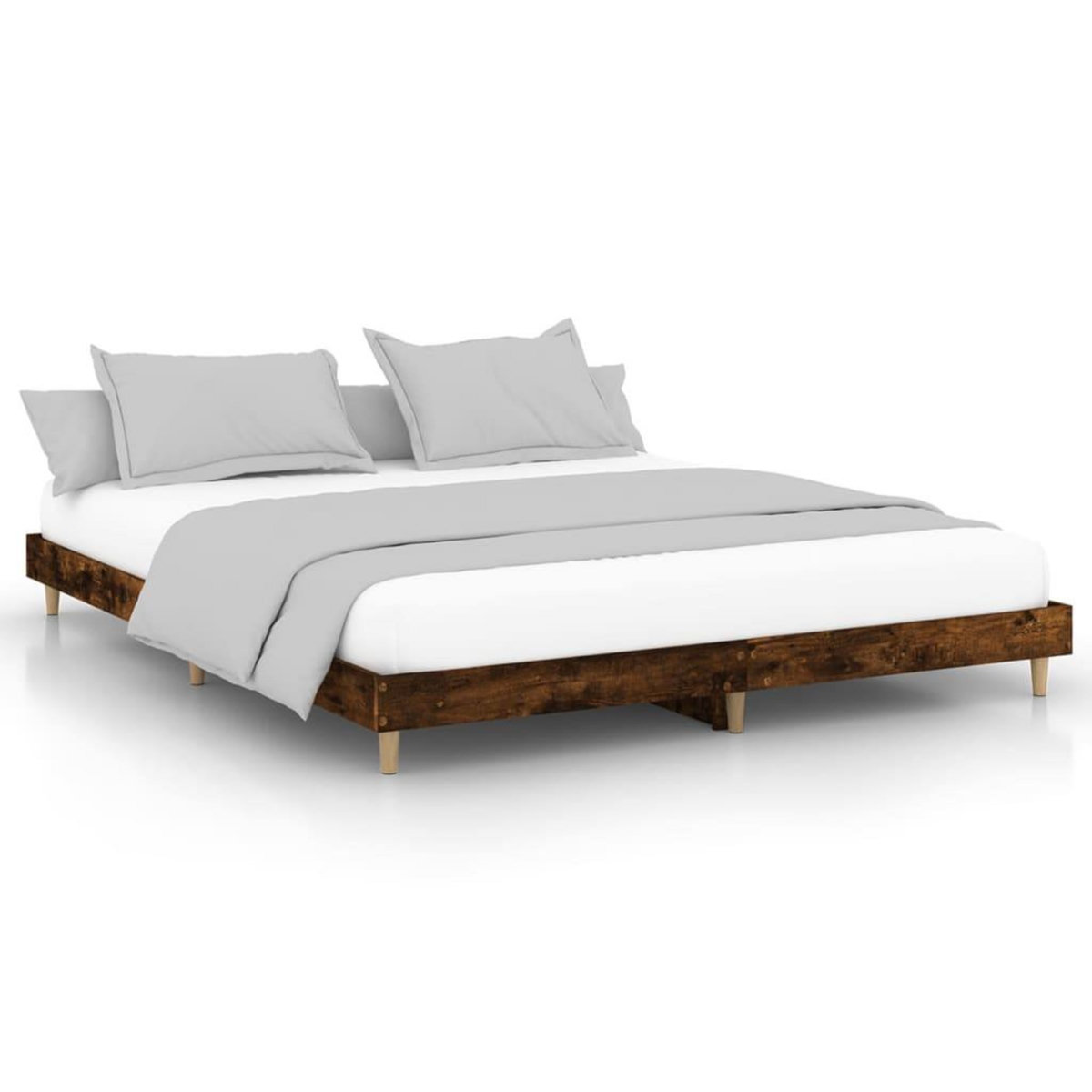 VIDAXL Cadre de lit sans matelas chene fume 150x200 cm bois ingenierie
