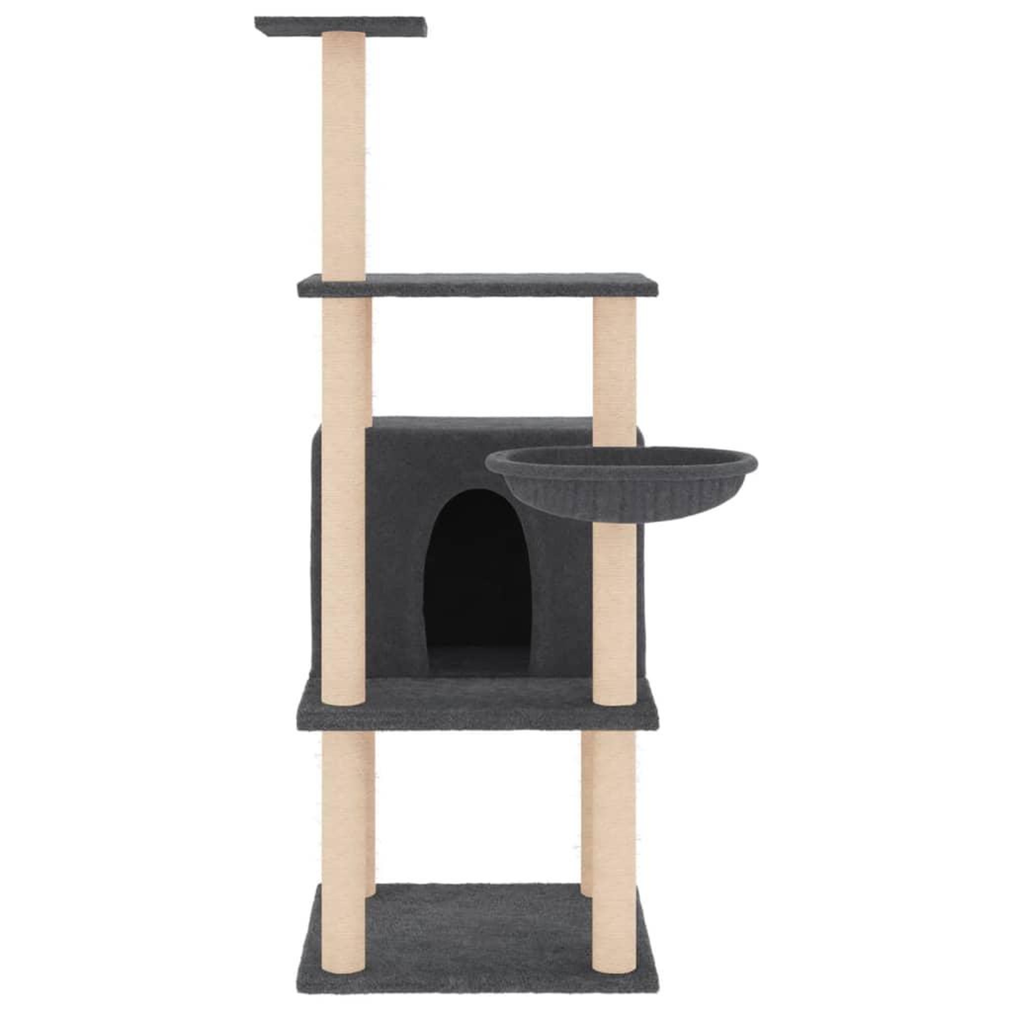 Voir la diapositive 3 : VIDAXL Arbre a chat avec griffoirs en sisal gris fonce 132 cm