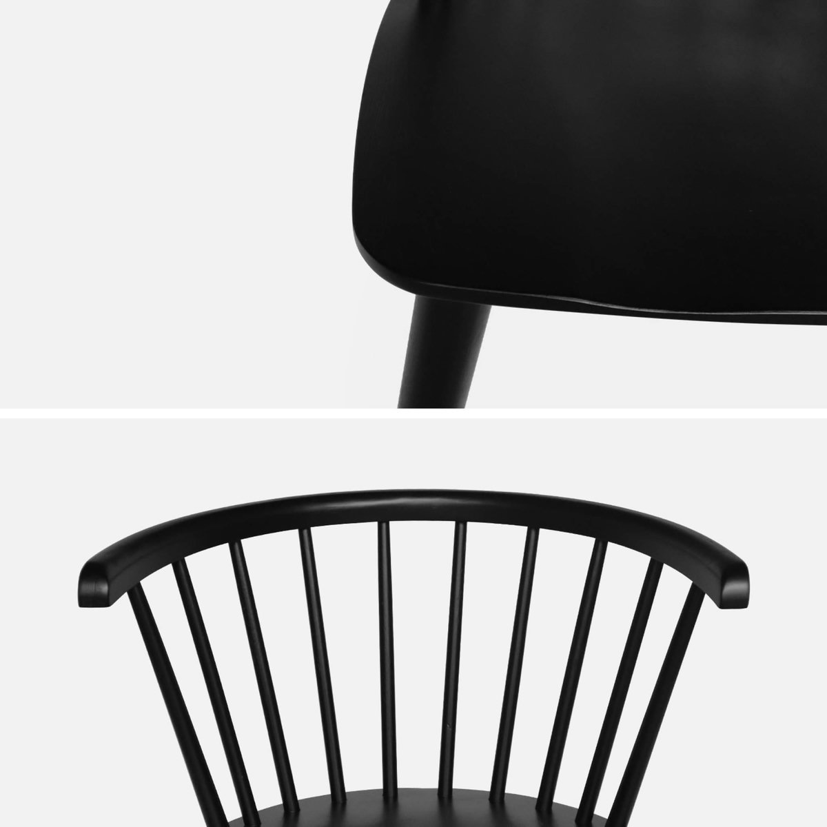 SWEEEK Lot de 2 chaises noires à barreaux en bois et contreplaqué. Paula. L 51 x P 53 x H 75cm
