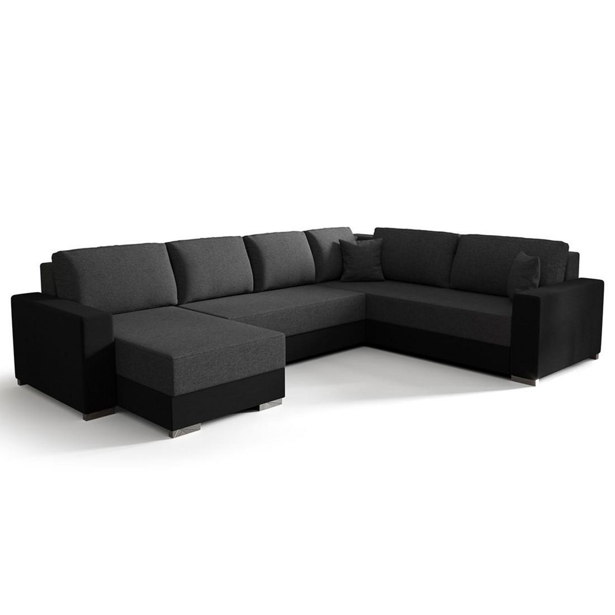 BEST MOBILIER Epona - canapé panoramique d'angle réversible 7 places convertible avec coffre en tissu