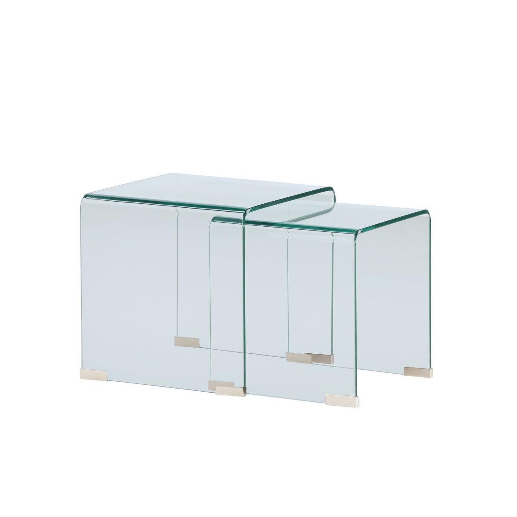 Voir la diapositive 2 : Paris Prix Lot de 2 tables d'appoint en verre  telemark  42cm transparent