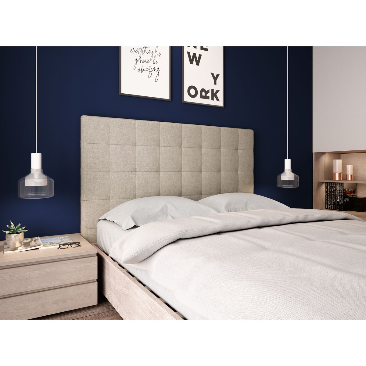 Tête de lit capitonnée en tissu pour lit 140 x 190 cm MIKKELI