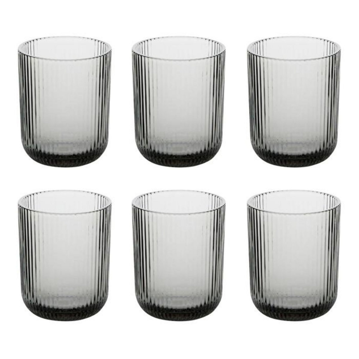 SECRET DE GOURMET Lot de 6 Gobelets Bas Strie  Ema  25cl Gris