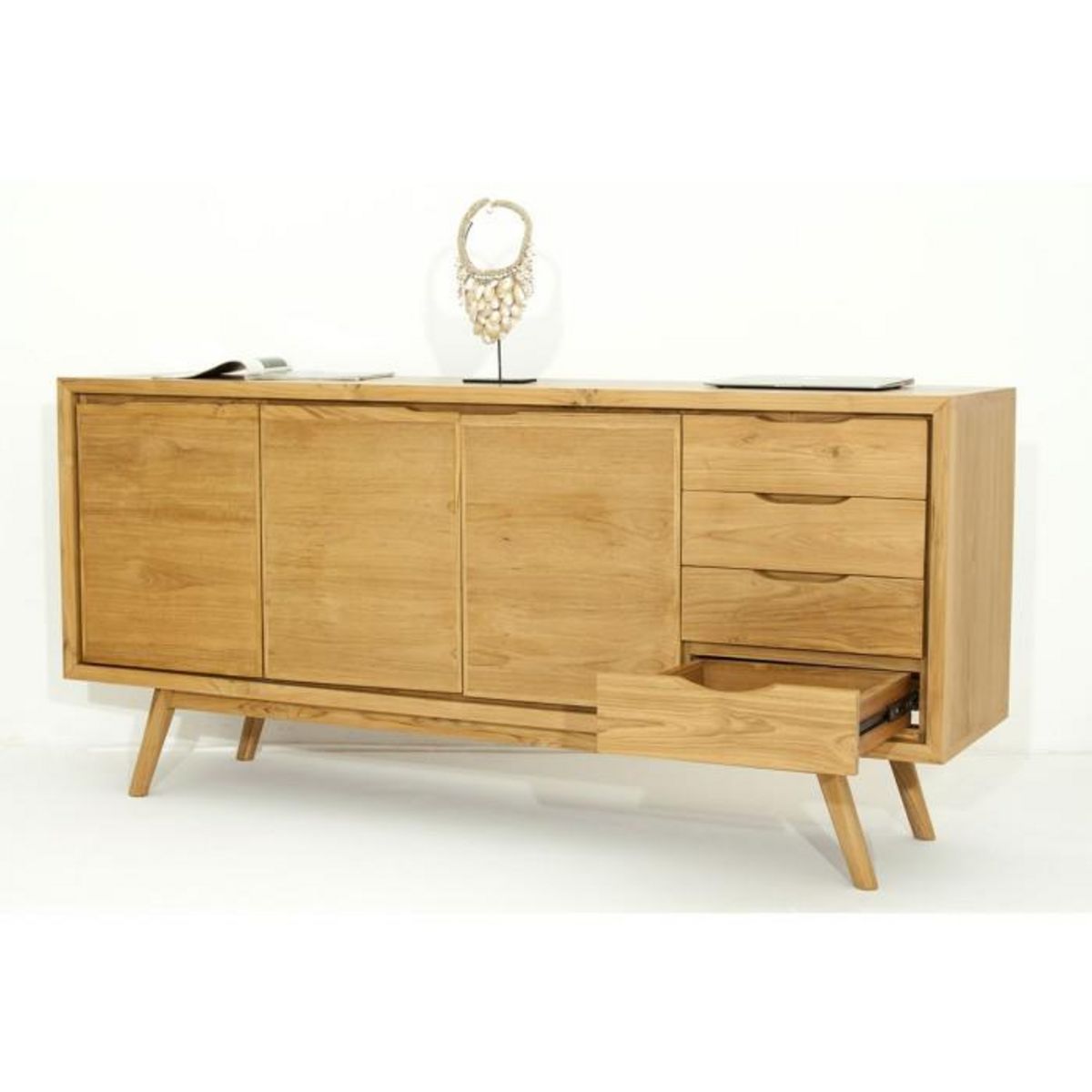 Paris Prix Buffet 3 Portes & 4 Tiroirs  Fiftees  180cm Naturel