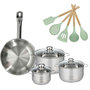 Voir la diapositive 1 : Fackelmann Lot Poêle 28cm et 3 Faitout 16/20/24cm Fackelmann Etherna avec 5 ustensiles
