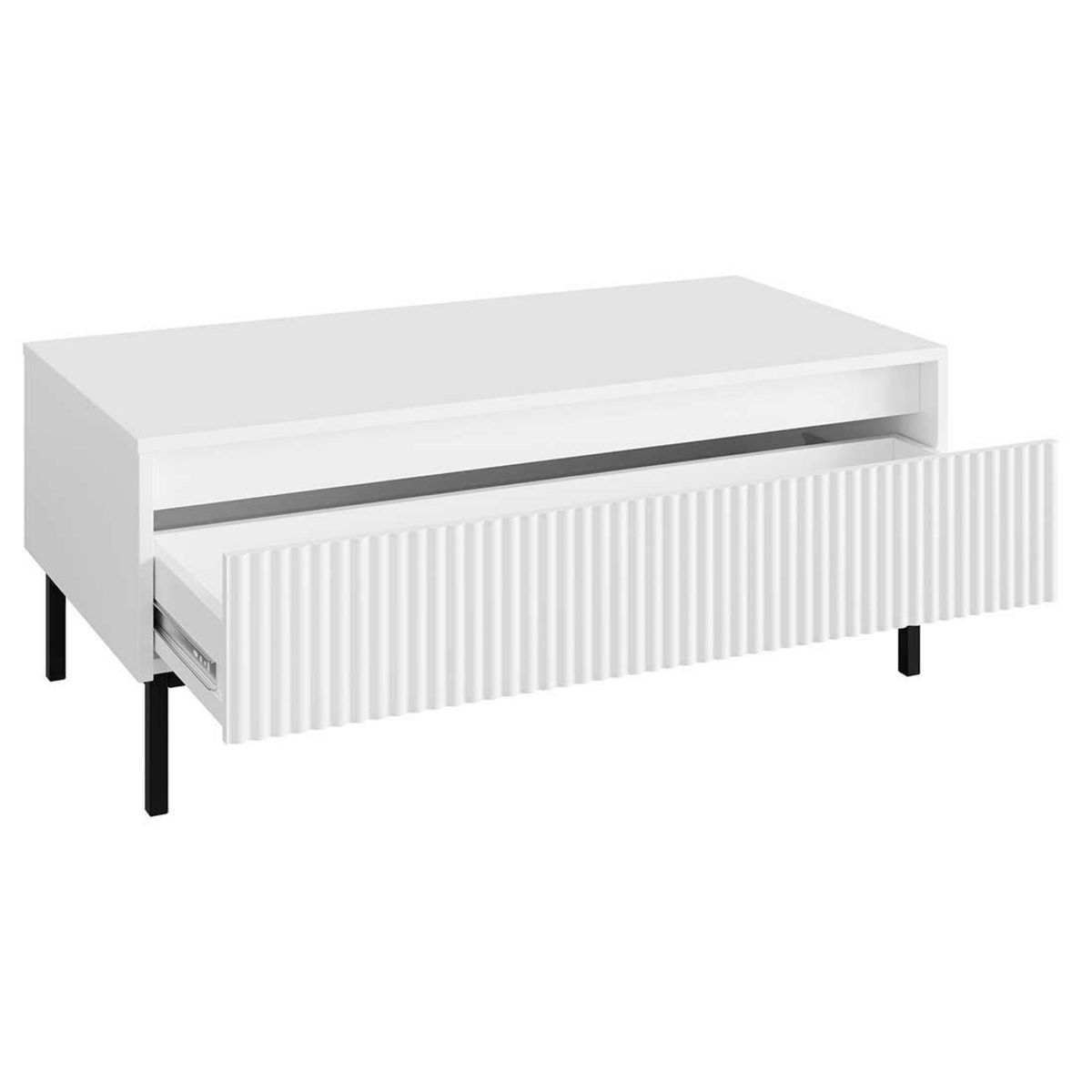 BEST MOBILIER Girona - table basse - blanc - 1 tiroir - 100 cm