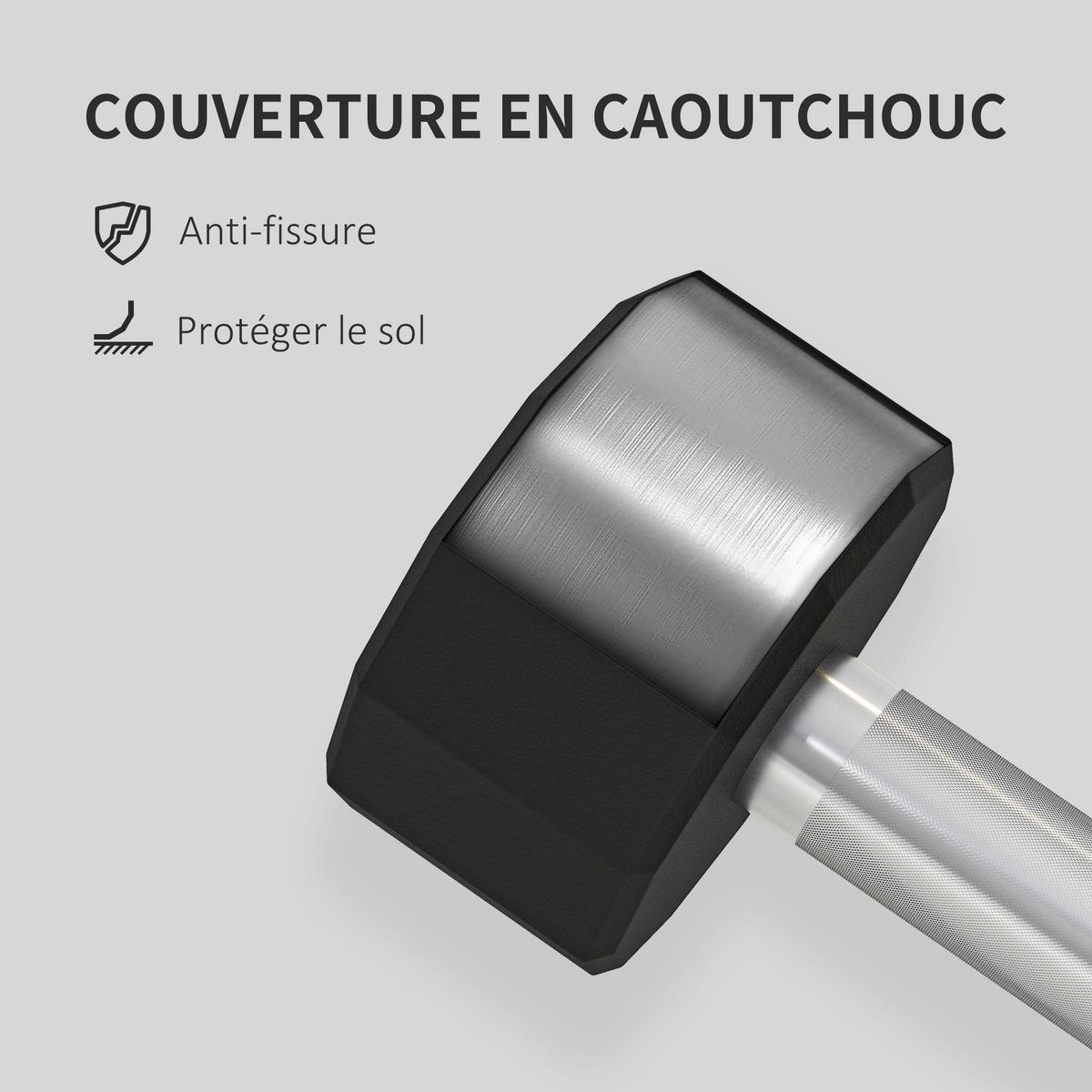 HOMCOM Ensemble d'haltères courtes total 20 Kg - poignée antidérapante - noir