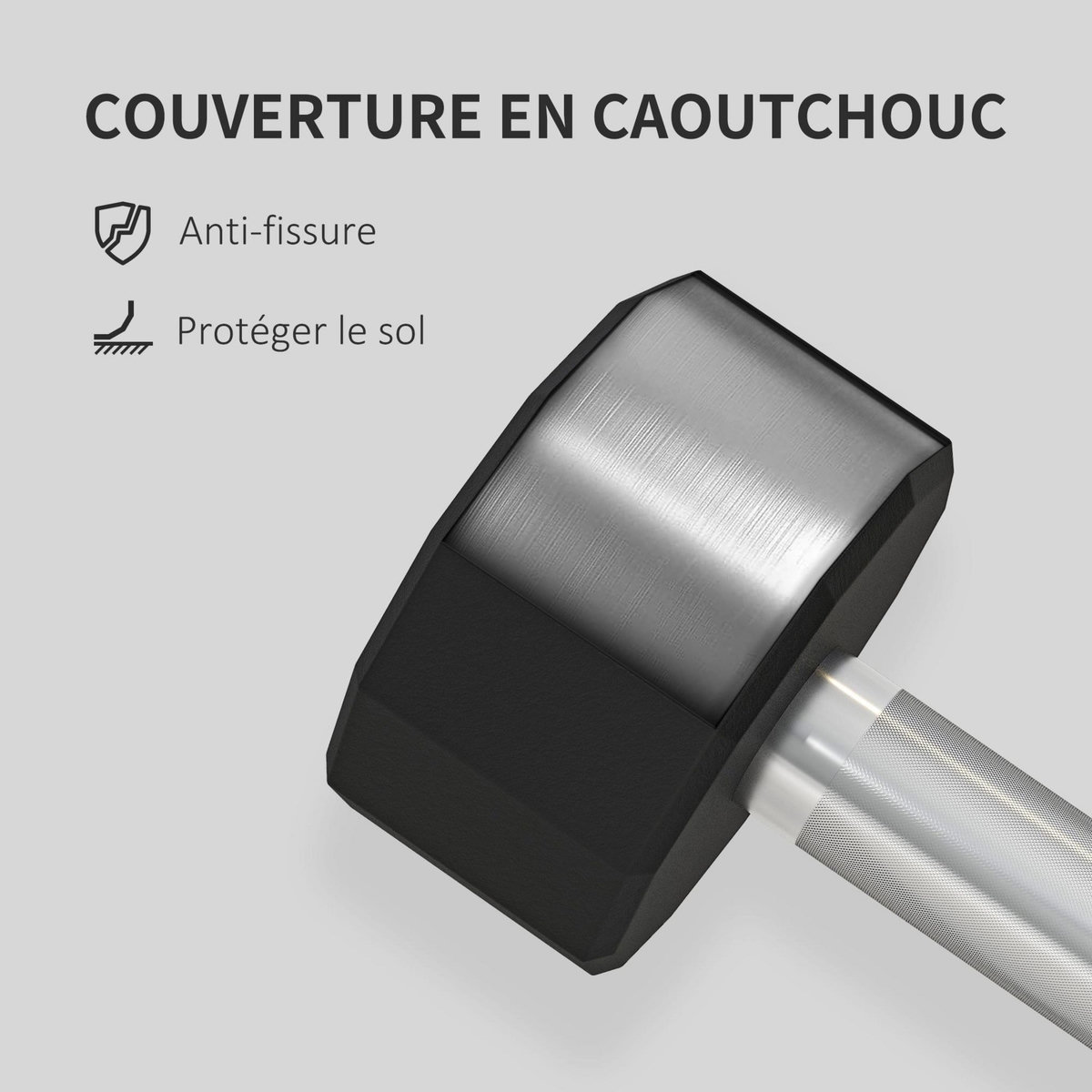 HOMCOM Ensemble d'haltères courtes total 20 Kg - poignée antidérapante - noir