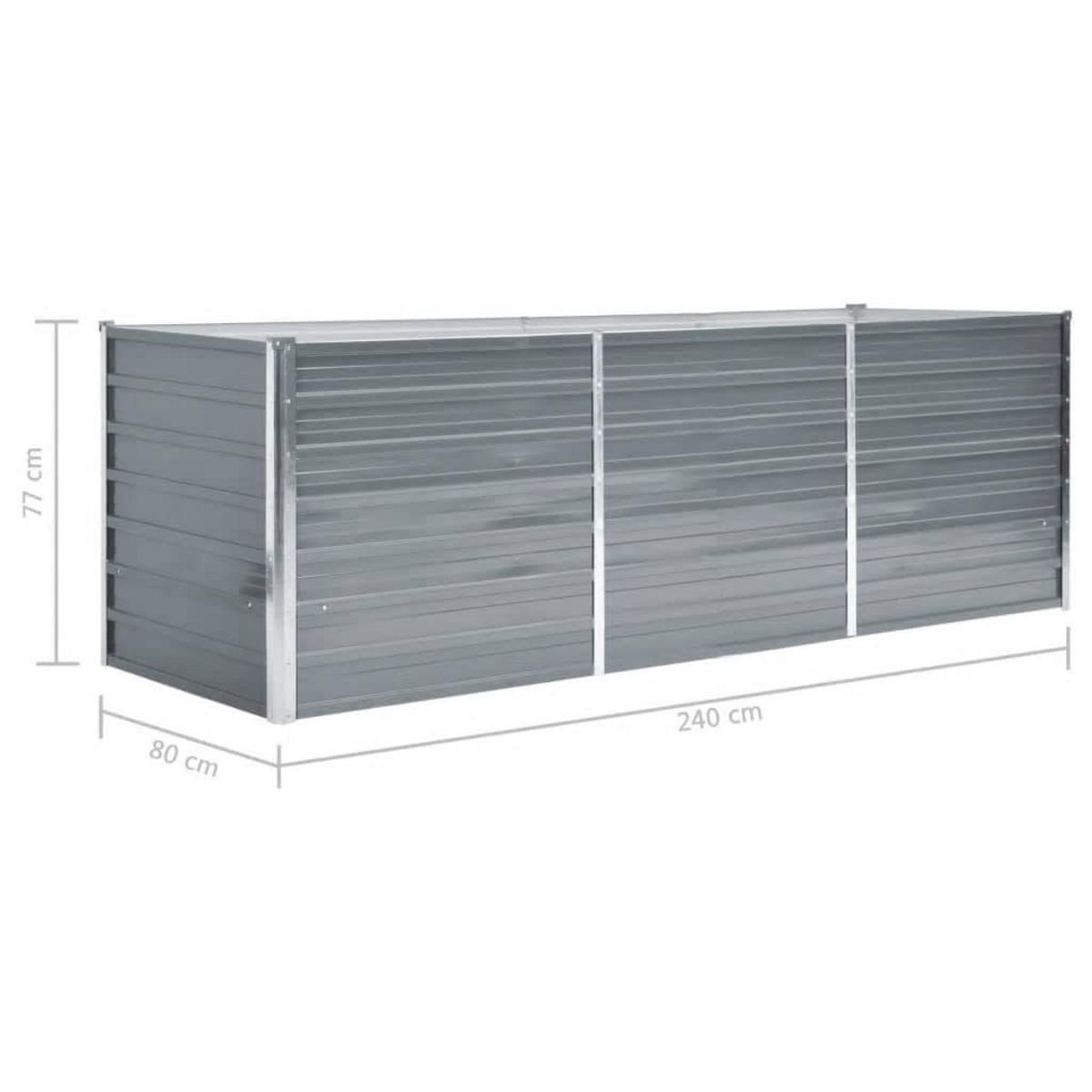 VIDAXL Lit sureleve de jardin Acier galvanise 240x80x77 cm Gris