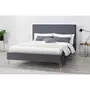 CONCEPT USINE Cadre de lit en velours gris & pieds laiton 160x200 cm RIVERSIDE