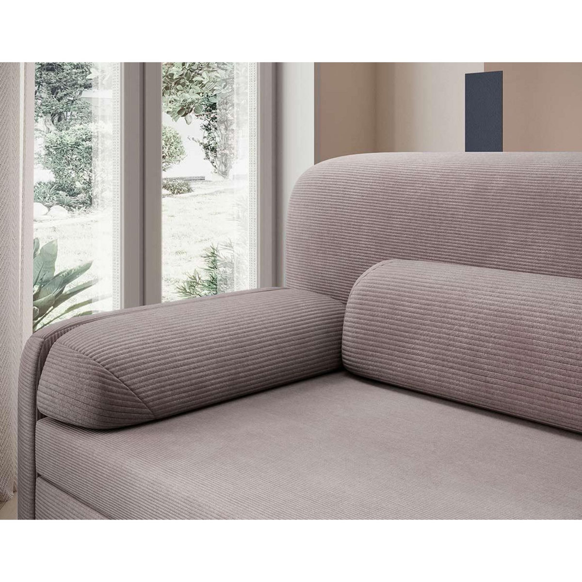 BEST MOBILIER Marius - canapé droit 3 places convertible avec coffre en velours côtelé