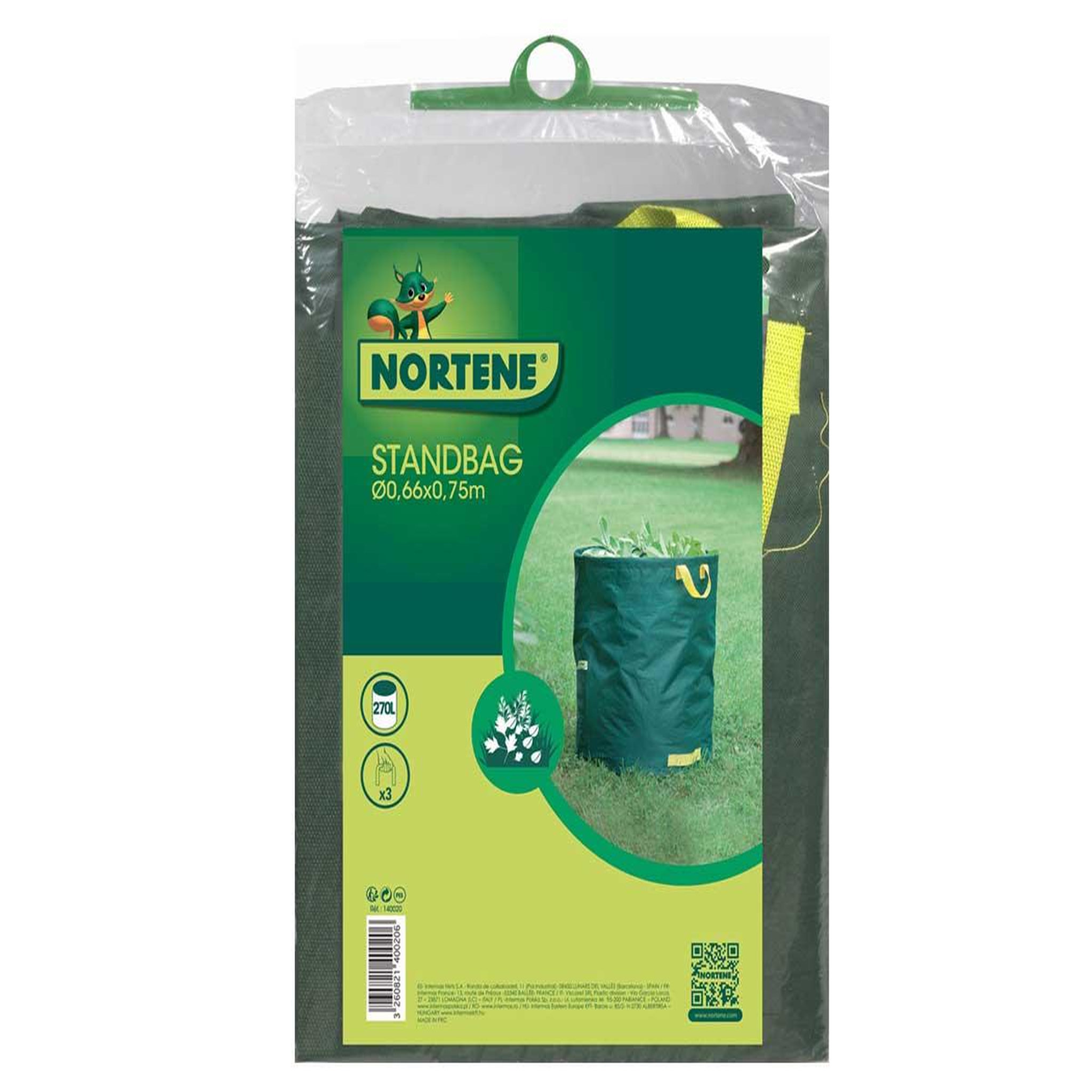 Nortene Sac déchets verts autostable avec poignées STANDBAG - Vert - 270 L