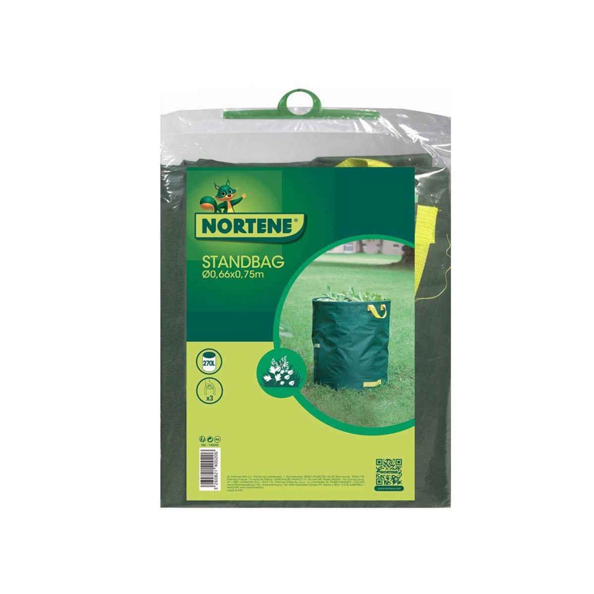 Nortene Sac déchets verts autostable avec poignées STANDBAG - Vert - 270 L