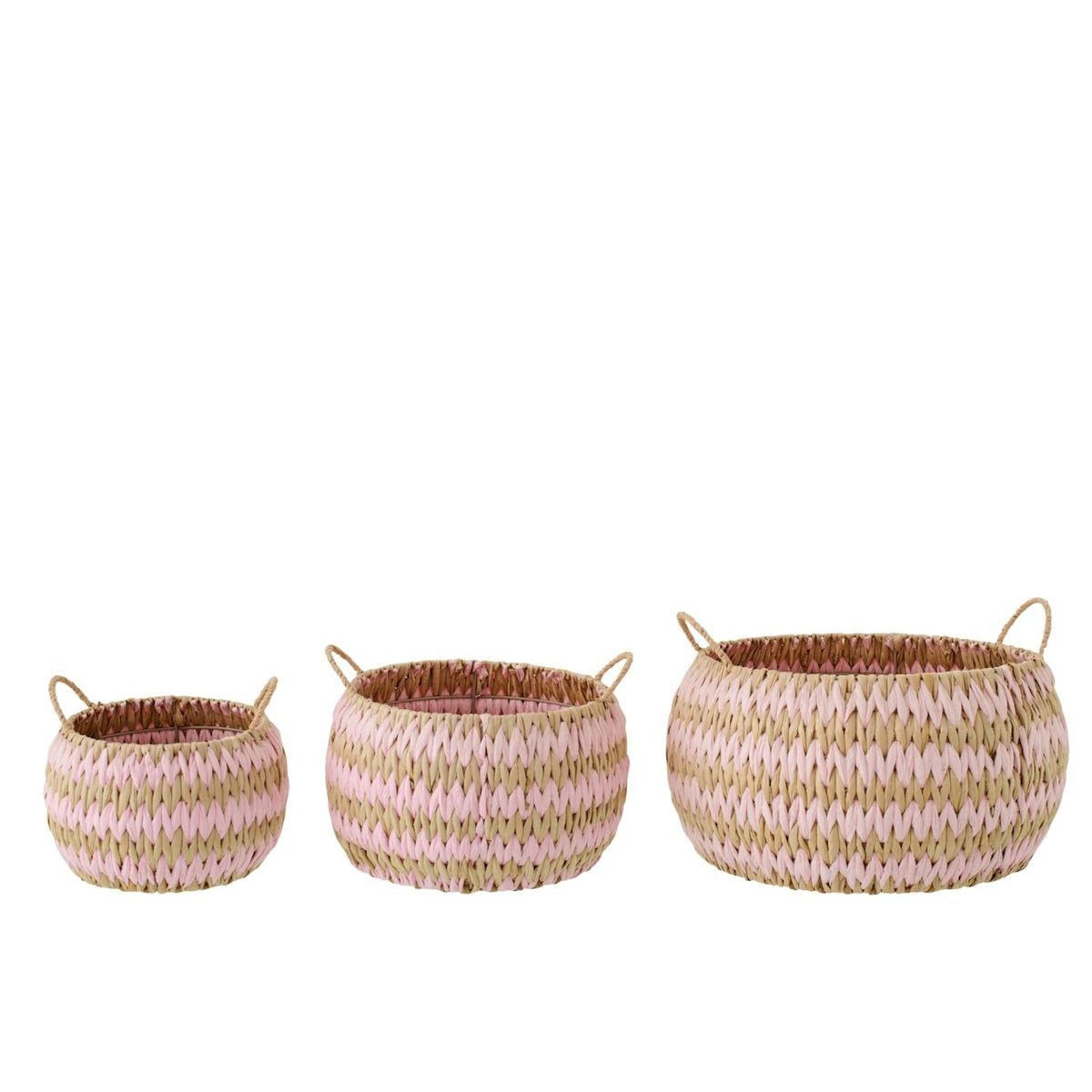 Paris Prix Lot de 3 Paniers de Rangement  Carson  40cm Naturel & Rose