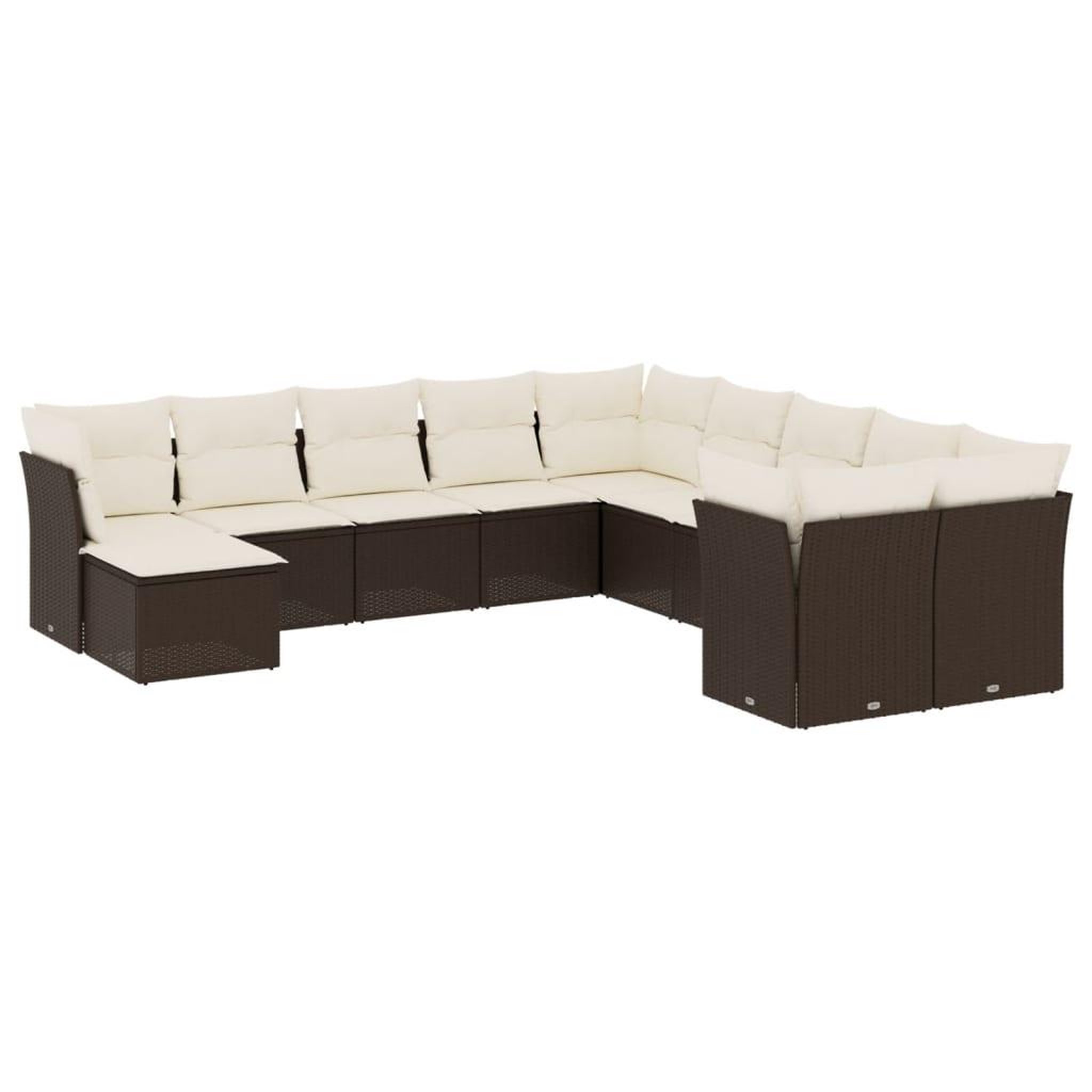 Voir la diapositive 2 : VIDAXL Salon de jardin et coussins 11 pcs marron resine tressee