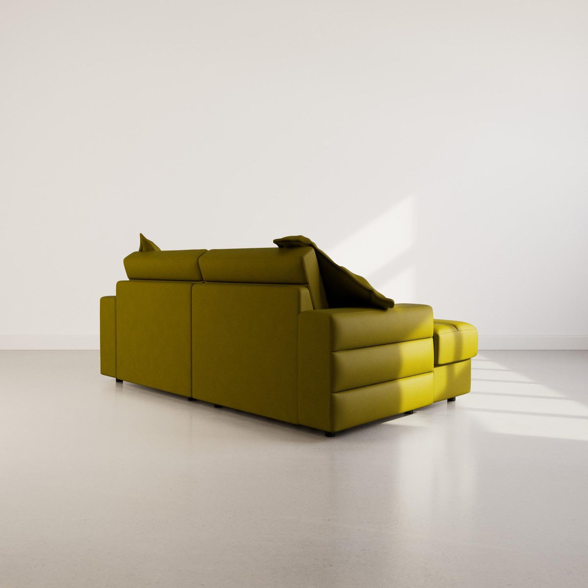 LISA DESIGN Loredana - canapé droit 4 places double méridienne - assise profonde - en tissu texturé