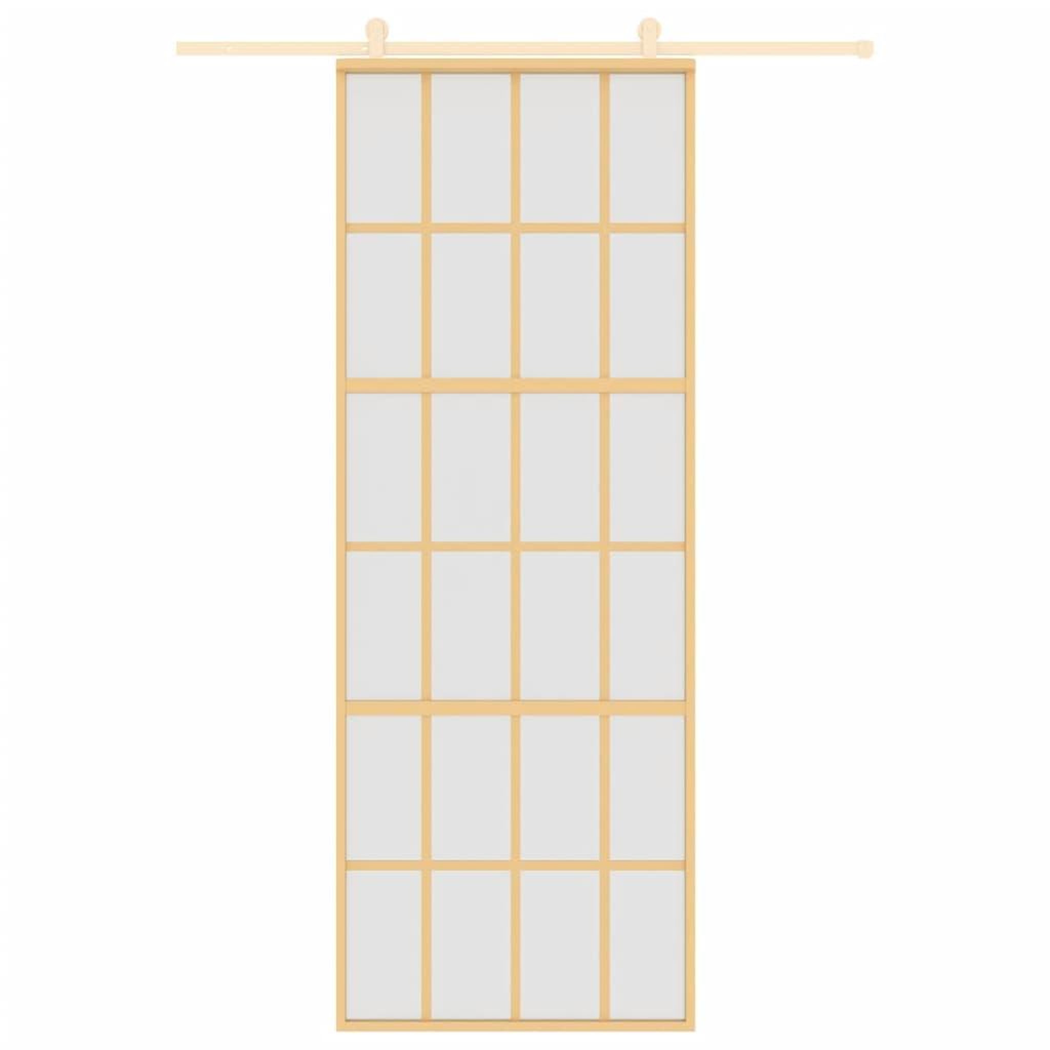 Voir la diapositive 3 : VIDAXL Porte coulissante dore 76x205 cm verre ESG depoli et aluminium