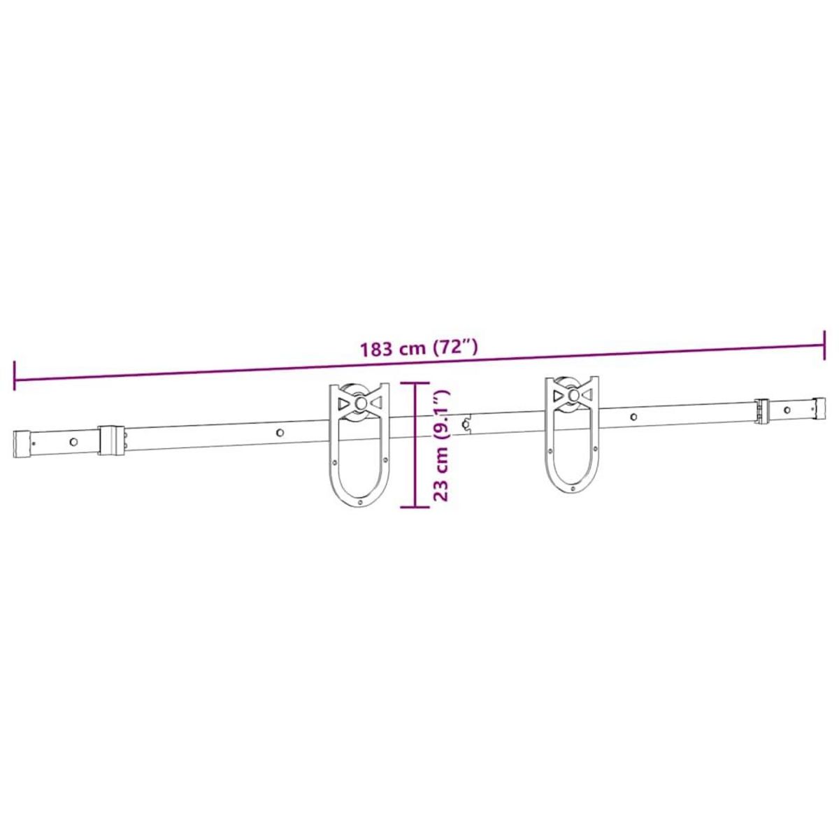 VIDAXL Kit de quincaillerie de porte coulissante 183 cm Acier Noir