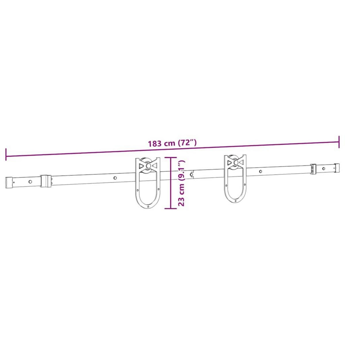 VIDAXL Kit de quincaillerie de porte coulissante 183 cm Acier Noir